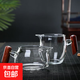 木雀玻璃公道杯功夫茶具配件加厚木把創(chuàng  )意側把公杯倒茶杯 高木雀-白色