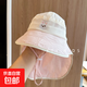 兒童帽子夏季透氣披肩護(hù)脖可愛(ài)小熊拼色大檐防曬遮陽(yáng)帽寶寶太陽(yáng)帽 刺繡小兔披肩帽【粉色】 10個(gè)月-3歲（45-50cm）