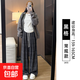 休閑褲女春秋2025新款高腰垂感磨毛格子褲小個(gè)子復古休閑闊腿褲子 黑色 【透氣舒適春秋升級款】 M 【建議：96-110斤】