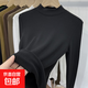 秋冬雙面磨絨內搭保暖打底衫女士半高領(lǐng)外穿螺紋百搭長(cháng)袖t恤上衣 黑色 2XL 【建議130-145斤】