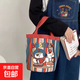 可愛(ài)插畫(huà)手提包媽咪便當包袋拎包童趣涂鴉帆布包 兔子棒球