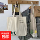 帆布包女單肩大容量手提袋學(xué)院風(fēng)原宿日系文藝帆布包 圖片色