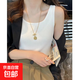 冰絲吊帶背心女夏外穿內搭打底衫螺紋大碼無(wú)袖薄上衣修身針織衫遮 白色 XL 101-110斤