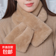圍巾女秋冬季韓版可愛(ài)少女日系毛毛絨圍脖保暖仿兔毛毛領(lǐng)圣誕圍巾 卡其色