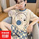 2025新款兒童睡衣夏季款男童卡通短袖薄款大童青少年男孩家居服男 嘟嘟熊【男童短袖圓領(lǐng)套裝】 M 【M碼-建議身高150-160】