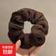新款奶油泡芙大腸發(fā)圈女簡(jiǎn)約復古褶皺頭花頭繩丸子頭皮筋氣質(zhì)發(fā)飾 棕色奶油褶皺發(fā)圈
