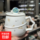 【京東物流】創(chuàng)意星球馬克杯帶蓋勺咖啡杯水杯早餐陶瓷杯子 星際萌趣杯白色1個350ml