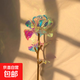 七夕情人節禮物七彩炫光花水晶玫瑰金箔發(fā)光彩色仿真花束浪漫捕手 金箔玫瑰-彩金玫瑰花 1支