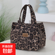 加厚飯袋ins新款高顏值飯盒豹紋手提手拎外出大號多層耐臟便當包 豹紋卡其色加強有內襯+拉鏈外貼口袋