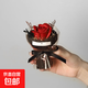 迷你口袋見面小花束玫瑰向日葵永生花仿真花伴手禮生日女神節(jié)禮物 小花束-黑色+紅玫瑰 1支