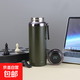 不銹鋼保溫杯茶水分離泡茶杯戶外便攜皇冠杯大容量吊帶保溫壺 橄欖綠 無溫顯 800ml