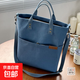 原創(chuàng  )設計歐式拉鏈通勤加厚帆布托特包休閑文藝學(xué)生單肩手提斜挎包 藍色
