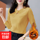 V領(lǐng)德絨加絨加厚2025新款遮肚顯瘦秋冬女裝上衣時(shí)尚打底衫ZHFS 黃色 M