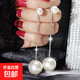 銀針韓國氣質(zhì)長(cháng)款耳環(huán)珍珠耳釘歐美時(shí)尚個(gè)性耳墜簡(jiǎn)約流蘇耳飾批發(fā) 銀針-銀色