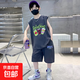 兒童裝男童夏裝背心套裝2025新款中大童夏季男孩夏款無(wú)袖運(yùn)動(dòng)帥氣 CQS-TZ18【深灰色無(wú)袖套裝】 160