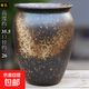 粗陶復古創(chuàng  )意特大號陶瓷花盆綠植花卉落地庭院三角梅吸水透氣種樹(shù) 高35柴燒釉黑