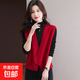 錦裳淑外搭無(wú)袖針織開(kāi)衫上衣女秋冬百搭寬松疊穿背心外穿坎肩馬甲 酒紅色 2XL