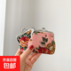 復古零錢(qián)包玫瑰布藝錢(qián)包迷你帆布包口金暗扣硬幣包收納 迷你粉白兩個(gè)裝