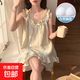 夏日性感吊帶睡衣女款帶胸墊夏季日系藍色小花短袖短褲家居 豎條紋【帶胸墊】 XL 【建議115-135斤】