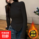 德絨半高領(lǐng)內搭打底衫女早秋冬不規則正肩設計感辣妹灰色修身上衣 愚仁1042黑色 L