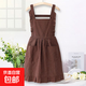 川娘娘純棉圍裙大人廚房家用2025新款簡(jiǎn)約上班專(zhuān)用耐磨女工作服透 咖色-公主風(fēng)豎紋純棉 1條