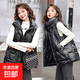 免洗亮面羽絨棉馬甲女冬季韓版保暖背心無(wú)袖棉服女上衣外套 MF11 黑色 L 體重建議：100-115斤