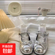 法式圓頭蝴蝶結平底單鞋女2025夏新款百搭小皮鞋淺口瑪麗珍配裙子 銀色 37