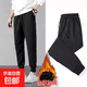 秋冬加絨加厚褲子男運(yùn)動(dòng)褲休閑褲保暖修身衛(wèi)褲微彈收腳長(zhǎng)褲哈倫褲 黑色 加絨 純黑色束口 2XL （適合140-155斤）