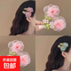 超仙網(wǎng)紗花朵發(fā)夾甜美粉色頭花田園風(fēng)氛圍感劉海夾少女心側邊BB夾 粉色1個(gè)