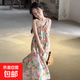 女童背心連衣裙2025夏裝中大童油畫(huà)連衣裙夏季度假風(fēng)沙灘長(cháng)裙 混色 150