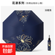 【花漾晴雨傘】清新防紫外線黑膠折疊三折女士加厚防曬隔熱太陽傘 花漾-藏青 手動 一簾花夢系列