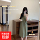 吊帶黑色夏季2025長(cháng)裙時(shí)尚遮肉氣質(zhì)女裝連衣裙顯瘦純色寬松 綠色 2XL 建議【140-155斤】