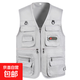 中老年人戶(hù)外馬甲男春秋爸爸裝大碼坎肩背心釣魚(yú)攝影多口袋馬夾男 淺灰色四季馬甲 4XL 適合175-200斤