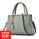 春夏新款韓版手提包大包大氣中年女包媽媽包簡(jiǎn)約百搭單肩斜挎包潮 綠色