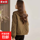輕薄棉衣外套女短款秋冬新款時尚連帽小個子媽媽休閑菱格棉服棉襖 咖啡色 L 88-105斤