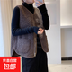 仿羊羔毛絨馬甲女春秋韓版皮毛一體馬夾百搭寬松背心無(wú)袖坎肩J007 咖啡色 5XL （135-150斤）