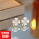 s925銀針耳釘女花朵耳環(huán)2024年新款潮高級感簡(jiǎn)約輕奢小眾設計耳飾 四瓣花耳釘女