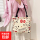 韓系卡通蝴蝶結(jié)手提包日系極簡(jiǎn)帆布包單肩上課通勤便當(dāng)包 大KT貓【貓須】27*26cm