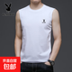 花花公子（PLAYBOY）【100%棉】純棉背心無(wú)袖短袖T恤中青年潮流坎 白色 XL 推薦130-150斤