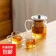 直身泡茶壺茶水分離高硼硅玻璃不銹鋼內膽茶具套裝煮茶泡茶壺 直身鋼漏壺350ML+2防爆杯90ML