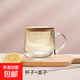 【采銷(xiāo)推薦】玻璃水杯牛奶杯早餐大肚杯帶蓋勺咖啡泡茶杯簡(jiǎn)約啤酒 簡(jiǎn)約杯+竹蓋 350ml 1只