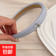 韓國新款甜美窄版銀色蝴蝶結(jié)純色漆皮仿皮發(fā)箍頭箍時尚頭飾發(fā)飾女 淺藍色