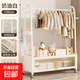 掛衣架落地臥室內家用簡(jiǎn)易衣帽架輕奢可移動(dòng)客廳陽(yáng)臺曬晾衣服架子 120CM奶白【防塵儲物柜】