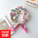 夏季58棉麻絲巾女百搭春秋小方巾護頸頭巾裝飾領(lǐng)巾時(shí)尚洋氣圍巾 34棉-波浪框喜花粉 58cm