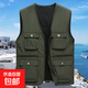 中老年男士工裝馬甲多口袋戰術(shù)背心男釣魚(yú)馬夾工作服坎肩爸爸男裝 軍綠色 3XL 碼【145-170斤】