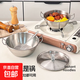 不銹鋼小吃碗兒輔食碗泡面碗防摔大號創(chuàng  )意個(gè)性碗泡面碗水果碗勺子 19cm小吃碗+蓋子+大頭勺