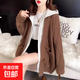 衛衣假兩件連帽毛衣外套女春秋新款寬松慵懶風(fēng)中長(cháng)款加厚針織開(kāi)衫 1678咖色 M  【建議96斤-110斤】