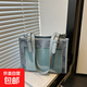 流行透明大容量包包女2026新款女包潮果凍單肩大包洋氣學(xué)生托特包 牛仔藍送扎板