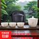 【采銷(xiāo)推薦】一壺三杯旅行茶具羊脂玉功夫茶具套裝便攜茶杯泡茶壺 1知足手抓壺+3知足杯（配包）