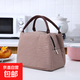 牛津布防水飯盒包保溫包手提袋便當包帆布包帶飯包 咖色-條紋
